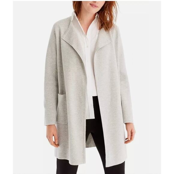 J Crew Juliette Collarless Linen Blend Sweater Blazer Women Medium Beige Minimal - Picture 2 of 14